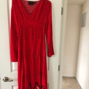 Long summer red dress, S